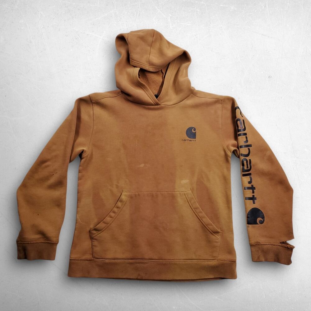 Carhartt Thrashed Hoodie Women S (Teen 14-16) Brown Distressed Streetwear Grunge